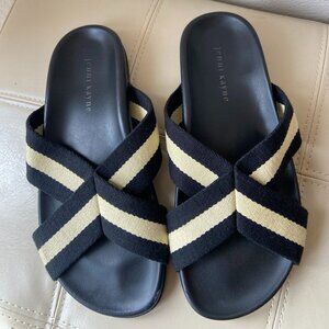Jenni Kayne Stripe Cotton Crossover Sandals Sz 38/8US